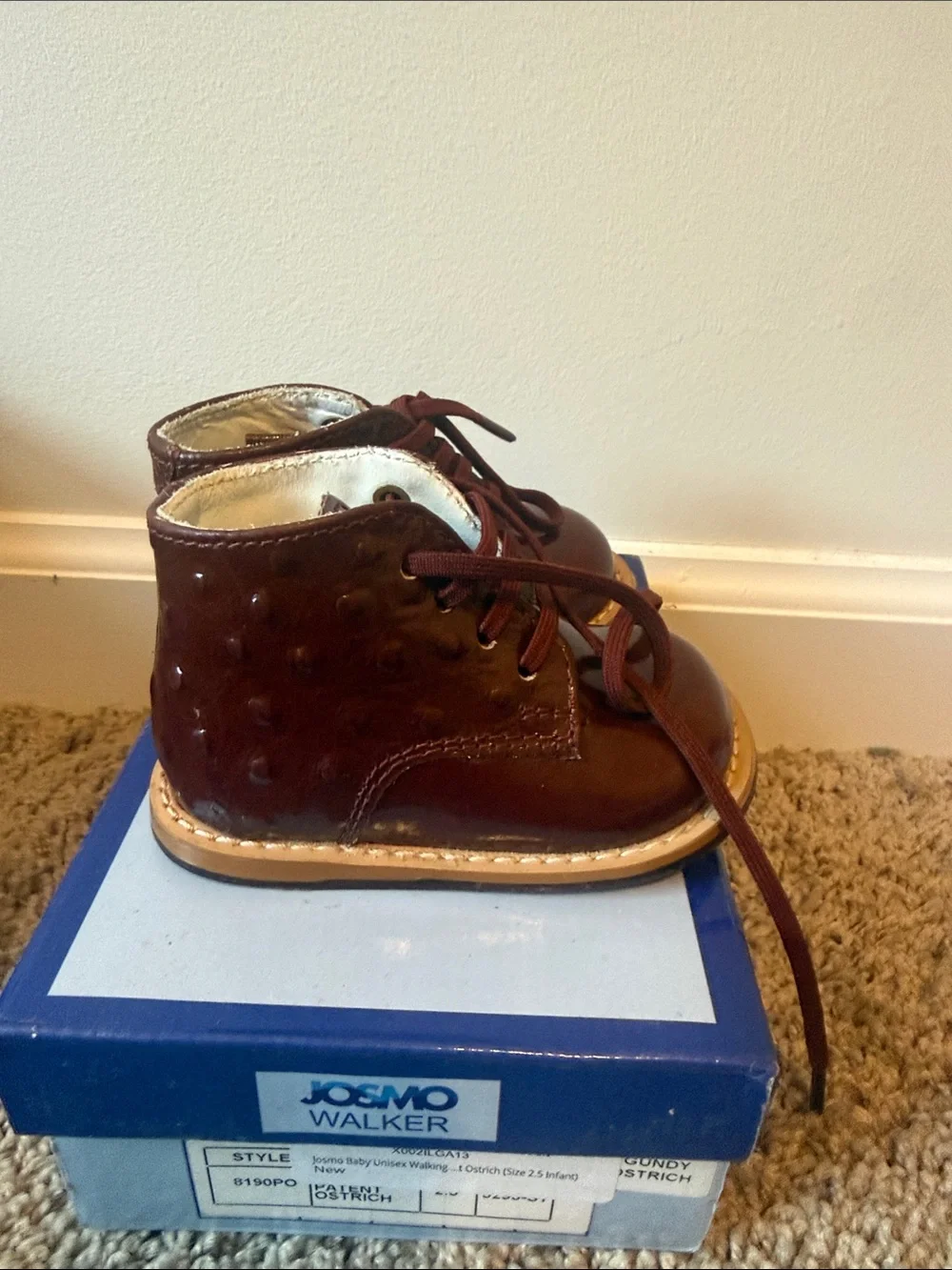 Josmo Burgundy Toddler Lace-Up Walker Shoes